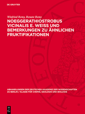 cover image of Noeggerathiostrobus Vicinalis E. Weiss und Bemerkungen zu ähnlichen Fruktifikationen